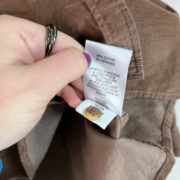 Foxcroft Womens Brown Corduroy Button Up Top Size 12 Large Country Haven Pinwale - Picture 4 of 7